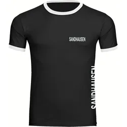 multifanshop Kontrast T-Shirt - Sandhausen - Brust & Seite - Druck weiß - Männer