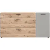 LIV'IN Sideboard BAVENO 166 x 82 x 40 cm Hellgrau / Nox Eiche Dekor
