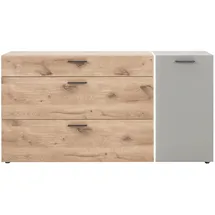 LIV'IN Sideboard BAVENO 166 x 82 x 40 cm Hellgrau / Nox Eiche Dekor