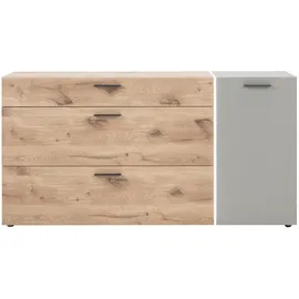 LIV'IN Sideboard BAVENO 166 x 82 x 40 cm Hellgrau / Nox Eiche Dekor