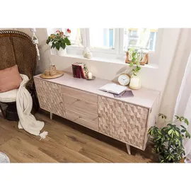 Massivmoebel24 Sideboard Akazie 180 x 75 x 42 cm Weiß