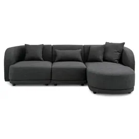 Livora Ecksofa Polyester 2-Sitzer Dunkelgrau