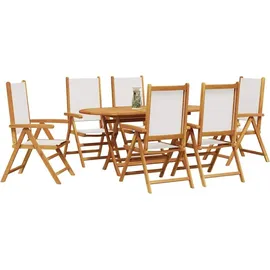 vidaXL Garten Essgruppe 7 pcs Cremeweiß Akazie Massivholz