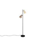 TRIO Leuchten LED Stehlampe, Dimmfunktion, LED wechselbar, Warmweiß, Stehend-e Leselampe für Lese-ecke mit 2 schwenkbaren Spots, Höhe 161cm beige|bunt