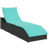 vidaXL Klappliege mit Auflage und Stauraum Schwarz Poly-Rattan