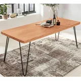 Lomadox Esstisch Massivholz Akazie Esszimmer-Tisch Küchentisch modern Landhaus-Stil Holztisch mit Metallbeinen b/h/t ca. 180/76/80cm