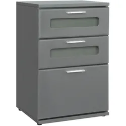 ML-Design Nachttisch Nachtschrank Beistelltisch Grau Kommode 3 Schubladen Konsole