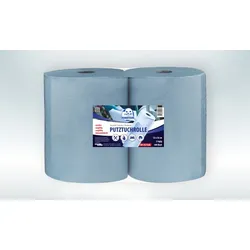 Walter Schmidt Chemie Putztuchrolle 33x36cm, 500Blatt, 2-lagig, Doppelpack Putz-Papierrolle Blau  4379000000