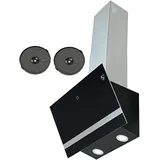 K&H Kopffreie Dunstabzugshaube 60cm Wandhaube [UMLUFT & ABLUFT] - Abzughaube mit Metall Fettfilter - Dunstabzug - LED - Bürstenloser Motor - GFSG-60-300 m3/h - Energkieklasse A++ (Schwarz)
