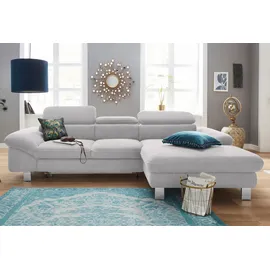 Cotta Ecksofa "Driver L-Form", grau, B:268cm H:73cm T:169cm, Struktur (100% Polyester);Chenille (90% Polyester, 10% Polyamid), Sofas, Ecksofa, mit Kopfteilverstellung, wahlweise mit Bettfunktion & Bettkasten