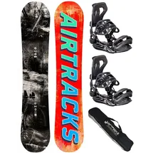Airtracks Herren Snowboard Set Freeride Freestyle - Past&Future Hybrid Rocker Wide Snowboard 159 - Softbindung Master L - SB Bag