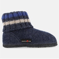 Haflinger Hüttenschuh Paul mit Kragen aus reiner Schurwolle Blau (Jeans 72), EU Gr. 47 - 47 EU