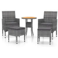 vidaXL 5-tlg Garten-Lounge-Set Poly Rattan Grau Modell 4