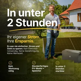 solakon Balkonkraftwerk onBasic 1000W 5 m Kabel + Garten-/ Wandhalterung