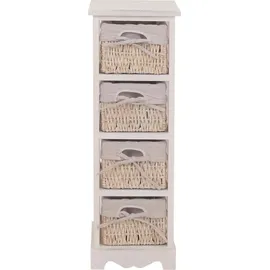 Mendler Regal Kommode mit 4 Korbschubladen 74 x 25 x 28 cm Weiß