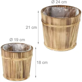 Relaxdays Holz Blumentopf 2-tlg. tannenholz natur