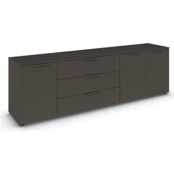 Schubkastenkommode RAUCH "Kommode Türkommode Sideboard Kombikommode FLIPP", grau (graphit), B:200cm H:61cm T:42cm, Holzwerkstoff, Sideboards, 3-türig mit 3 Schubladen und Soft-Close-Funktion