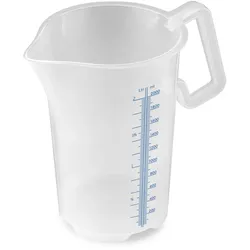 thermohauser Messbecher m. geschlossenem Griff, 2000 ml, Kunststoff PP, blaue Skala in Litern und Millilitern