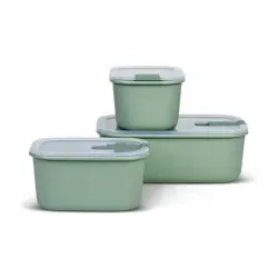 Mepal Easyclip Frischhaltedose, 3-teiliges Set, Ideale Aufbewahrungsdose für Lebensmittel wie Salate, Nudeln, Snacks und mehr, Farbe: nordic sage
