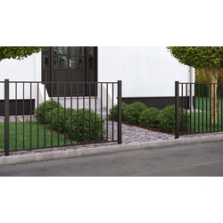 Metall Gartenzaun Basic - Stahlzaun Zaunelement schwarz beschichtet – moderner Metall Vorgartenzaun 150 x 85 cm – Metallzaun für Grundstücksbegrenzung
