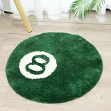 Generisch 8 Ball Teppich für Wohnzimmer - Rund Beflockt Weich Billard Badematte für Kinder Schlafzimmer, Schwarz Abriebfester Waschbar, D, 60*60cm/23.6*23.6inch