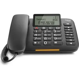 Gigaset DL380, Analoges Telefon, Kabelgebundenes Mobilteil, Freisprecheinrichtung, 99 Eintragungen, Anrufer-Identifikation, Schwarz - Schwarz