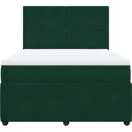 vidaXL Boxspringbett 140 x 200 cm Dunkelgrün