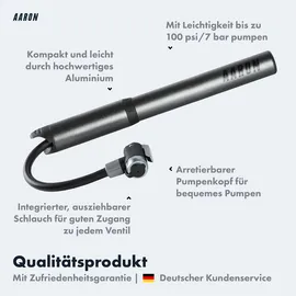 Aaron Pocket One Mini Fahrrad Pumpe - Grau