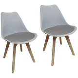 HTI-Living Esszimmerstuhl Stuhl Atlanta Hellgrau, Velvet Dunkelgrau (Set, 2 St), Esszimmerstuhl Kunststoffschale Samtbezug Holzfüße grau