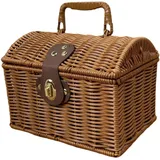 BEAHING Weiden-Picknickkorb, 20, 3 x 15, 2 cm, Weidenkorb mit Deckel und Griff, Rattan-Aufbewahrung, gewebter Koffer für Hochzeit, Party, Reisen, Fotografie-Requisiten, mit Deckel