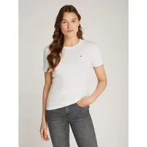 Tommy Hilfiger Damen T-Shirt Kurzarm New Slim Cody Rundhalsausschnitt, Weiß (Ecru), L