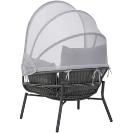 LECO Gartensessel mit Fußhocker Clara 102 x 102 x 108 cm grau 2 St.