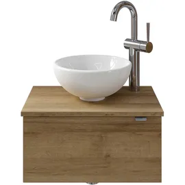 Saphir Waschtisch SAPHIR "Serie 6915 Waschschale mit Unterschrank für Gästebad, Gäste WC", braun (riviera eiche, riviera eiche, riviera eiche quer nb), B:51cm H:39,8cm T:35cm, Waschtische, Waschtisch, 51 cm breit, 1 Tür, Waschtischplatte, kleine Bäder, ohne