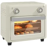 Homcom Minibackofen mit Umluft 10L 2 in 1 Mini Ofen mit Ofenrost, Backblech und Krümelblech, 80 °C-230 °C Heißluftfritteuse mit Timer, Innenbeleuchtung, 1000W, Edelstahl