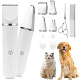 flintronic 4 in 1 Pfotentrimmer für Katze & Hunde, Schermaschine Hund mit 4-Größen-Trimmerkopf, Scherenkämmen aus Edelstahl, Leise Hundeschermaschine für Pfoten, Augen, Ohren, Gesicht, Körpe