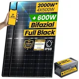 4x 500W Bifaziale Module mit Solarspeicher 1,6kWh Anker SOLIX Solarbank E1600 Speicher für Balkonkraftwerk