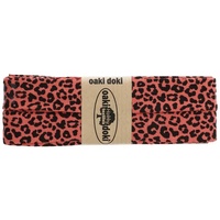 3m Oaki Doki Jersey-Schrägband mit Leopard Print gefalzt elastisch Einfassband, Farbe:3008 koralle-schwarz