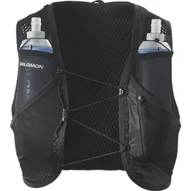 Salomon Active Skin 8 Unisex Hydrationsweste Trail running Wandern MTB mit Hydrationsflaschen, Einfache Flüssigkeitszufuhr, Präzise Passform, Optimierte Verstaumöglichkeiten, Schwarz, S