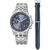 ETT Eco Tech Time EGS-11613-32MS Funk-Solar Herrenuhr Professional 2 Bänder Blau