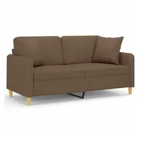 vidaXL 2-Sitzer-Sofa mit Zierkissen Braun 140 cm Stoff