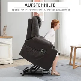 Homcom Fernsehsessel mit Aufstehhilfe Relaxsessel mit Massagefunktion, Liegefunktion, Ruhesessel mit Becherhalter, Fernbedienung und
