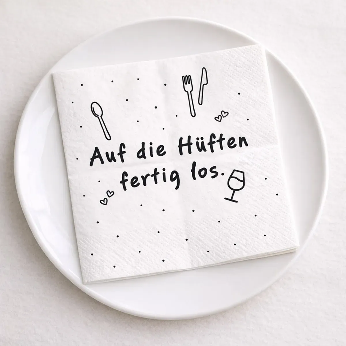 Serviette Auf die Hüften weiß