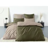 OTTO home Bettwäsche Mila2, Mako-Satin, 2 teilig, Mako-Satin aus 100% Baumwolle, Größe ab 135x200 cm beige|grün