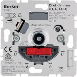 Berker 2873, Dimmer, Drehregler, Metallisch, Metall, Kunststoff, 230 V