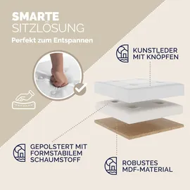 CASARIA CASARIA® Faltbarer Sitzhocker mit Stauraum Kunstleder Weiß