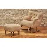 Xlmoebel Schaukelstuhl Beiger Schaukelstuhl mit Hocker aus hochwertigem Material (2 St), Hergestellt in Europa beige