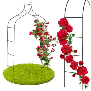 ZOLTA Rankhilfe Metall Pergola Bogen 255×140 cm – Gartenbogen für Rosen Kletterpflanzen Blumen – Schwarz Stahl pulverbeschichtet – Wetterfeste Rosenbogen Rankturm Outdoor für Balkon Terrasse Garten