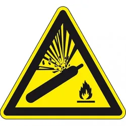 Dreifke® Warnschild Warnung vor Gasflaschen, ASR/ISO, Kunststoff, SL 100mm