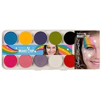 NEU Kinderschminke Karnevals-Make-Up Aqua-Make-Up Schminke auf Wasserbasis, Malkasten Rainbow mit Lipporello, 10 Farben