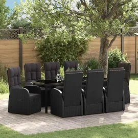 vidaXL Gartenmöbel-Set 9-tlg. Schwarz